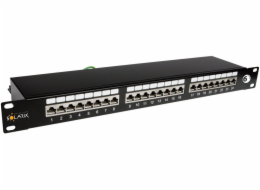 19" patch panel Solarix 24 x RJ45 CAT6 STP černý 1U SX24-6-STP-BK