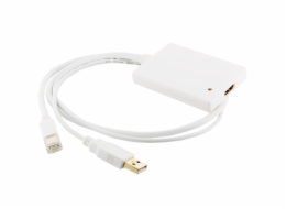 4World Adaptér mini DP M + USB - HDMI F 0.5m White