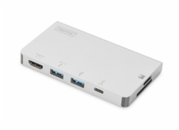 Digitus USB Type C Multiport Travel Dock DA-70867 DIGITUS USB Multiport Travel Dock 6-Port 4K HDMI 2x USB-C 2x USB3.0 MicroSD SD/MMC silver