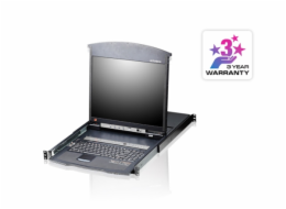 ATEN KL1508AN-AXA-AG 8P CAT-5 HIGH DENSITY DUAL RAIL LCD KVM SW 19INCH W/LED/CABLE/USA KB/EU