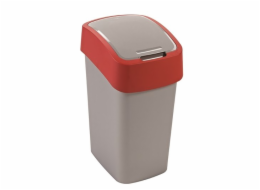 Curver odpadkový koš, FLIP BIN, stříbrný/červený, 9l