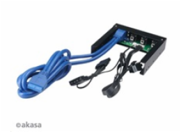 AKASA ovládací panel do 3,5" pozice, 3x FAN, 2x USB 3.0, černý hliník