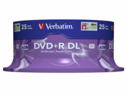 1x25 Verbatim DVD+R Double Layer 8x Speed, 8,5GB matt silver