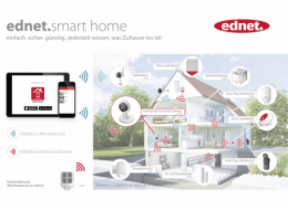 ednet.smart home alarm pro venkovní použití, vestavěná baterie, 8 úrovní hlasitosti,110 dB, 433 MHz