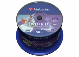 1x50 Verbatim DVD+R Double Layer 8x Speed, 8,5GB wide printable