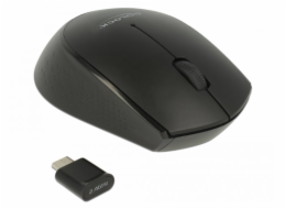 Delock mini - Myš - pravák a levák - optický - 3 tlačítka - bezdrátový - 2.4 GHz - bezdrátový přijímač USB - černá - maloobchod