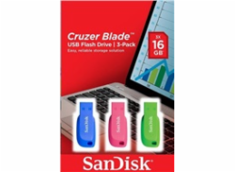 SanDisk Flash Disk 16GB Cruzer Blade (3-pack, 3x 16GB) USB 2.0, modrá, zelená, růžová SDCZ50C-016G-B46T