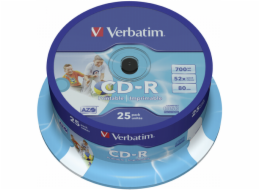 Verbatim CD-R 700MB 52x, Printable, spindle, 25ks (43439)
