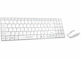 Esperanza EK122W bezdrátová klávesnice, nízkoprofilová, US+myš, 2.4GHz, bílá
