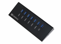 Sandberg USB 3.0 HUB, porty 6+1, černý