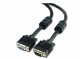 GEMBIRD Kabel VGA prodlužovací 10m (HD15M/F, dvojité stínění, feritová jádra), černý