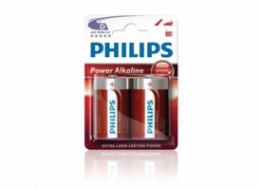 Philips baterie D PowerLife, alkalická - 2ks