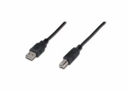 Digitus USB kabel A/samec na  B/samec, 2x stíněný, černý, 3m