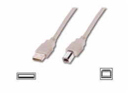 Digitus USB kabel A/samec na B-samec, 2x stíněný, béžový, 1,8m 