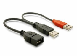 Delock Napájecí kabel USB A samice z 2xUSB A samec. délka 22,5 cm