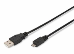 Digitus USB 2.0 kabel USB A samec na USB micro B samec, 2x stíněný, Měď, 1m