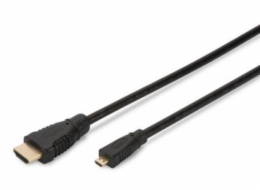 Digitus HDMI/D na HDMI/A připojovací kabel 2m, pozlacené kontakty