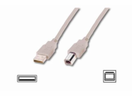 Digitus USB kabel A/samec na B-samec, 2x stíněný, béžový, 3m 