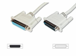 Digitus Prodlužovací kabel datového přenosu, sériový/paralelní, D-Sub25, samec/samice, 5,0 m,  lisovaný,