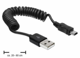 DeLOCK 83164 Spiralkabel USB auf USB mini USB 2.0-A Stecker auf USB mini Stecker 20-60cm černá