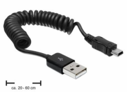 Delock kabel USB 2.0 A samec > USB mini samec, kroucený kabel