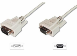 Digitus sériový kabel prodlužovací DB9 M/F 2m, lisovaný,  šedý