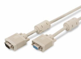 Digitus Prodlužovací kabel monitoru VGA, HD15 M / F, 15 m, 3Coax / 7C, 2xferit, be