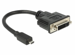 Delock - Video adaptér - 19 pin micro HDMI Type D s piny (male) do DVI-D se zdířkami (female) - 20 cm - černá