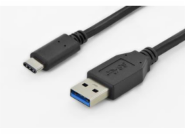 Kabel USB Digitus USB-A - USB-C 1 m Czarny (AK-300136-010-S)
