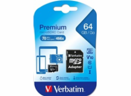 VERBATIM MicroSDXC karta 64GB Premium, U1 + adaptér