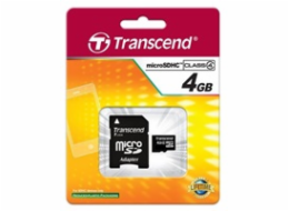 TRANSCEND MicroSDHC karta 4GB Class 4 + adaptér