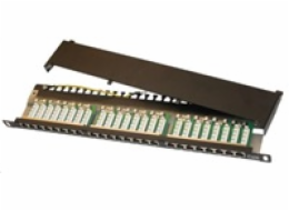 19"/0,5U Patch panel XtendLan 24port, STP, Cat6, 30µm, blok110, černý