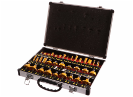 GEKO Frézy tvarové do dřeva s SK plátky, sada 35ks, stopka 8mm, v kovovém k. GEKO