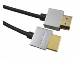 PremiumCord Slim HDMI 2.0 High Speed + Ethernet kabel, zlacené konektory, 0,5m