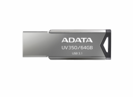 ADATA Flash Disk 64GB UV350, USB 3.2 Dash Drive, tmavě stříbrná textura kov