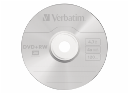 1x5 Verbatim DVD+RW 4,7GB 4x Speed, mat. strib. Jewel obal
