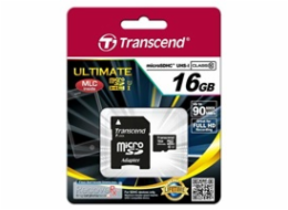 Transcend 16GB microSDHC (Class10) UHS-I 600x (Ultimate) MLC paměťová karta (s adaptérem)