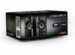 C-TECH repro SPK-11, 2.0, dřevěné, černo-zlaté, USB