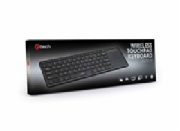 C-Tech WLTK-01 klávesnice, bezdrátová s touchpadem, černá, USB