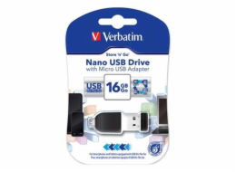VERBATIM Flash disk Store  n  Stay NANO/ 16GB/ USB 2.0 + OTG adaptér/ černá