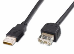 PremiumCord kabel prodlužovací USB 2.0, A-A, 0,5m, černá