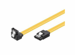 Kabel k HDD PremiumCord 0,2m SATA 3.0 datový kabel 1.5GBs / 3GBs / 6GBs, kov.západka, 90°