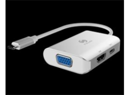 PremiumCord Převodník USB-C na HDMI + VGA +  PD charge, Aluminium pouzdro