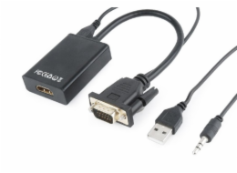Gembird A-VGA-HDMI-01 adaptér k video kabelům 0,15 m HDMI Typ A (standardní) VGA (D-Sub) Černá