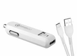 AVACOM CarMAX 2 nabíječka do auta 2x Qualcomm Quick Charge 2.0, bílá barva (USB-C kabel)