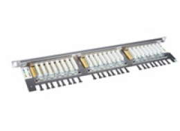 Solarix Patch panel 24xRJ45 CAT6 STP s vyvazovací lištou 0,5U SX24HD-6-STP-SL