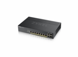 Zyxel GS1920-8HPV2 10-port Smart Managed PoE Switch Switch, 8x gigabit RJ45, 2x gigabit RJ45/SFP, 130W pro PoE