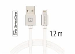 Swissten Datový Kabel Textile Usb / Lightning Mfi 1,2 M Stříbrný