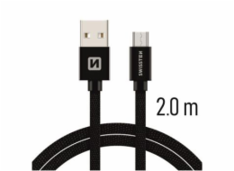 Swissten Datový Kabel Textile Usb / Micro Usb 2,0 M Černý