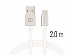 Swissten Datový Kabel Textile Usb / Usb-C 2,0 M Stříbrný